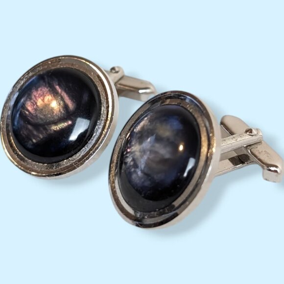 Vintage Dyed MOP Round Cufflinks - Picture 4 of 6